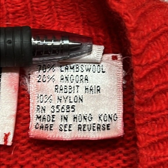 Vintage Preppy Evan Picone Red Black Lamb'swool Angora Blend Cardigan Sz M EUC - Picture 6 of 13